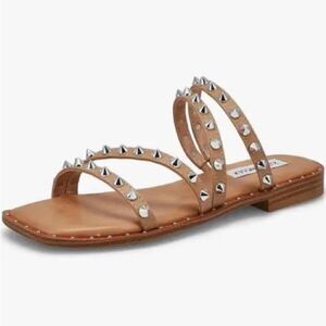 Steve Madden Studded Tan Leather Skyler Sandals 8.5